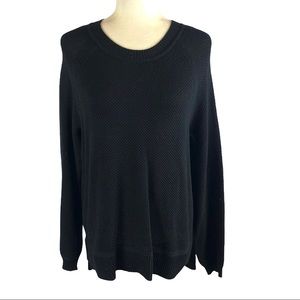 Time And Tru Black Open Knit Dolman Sweater